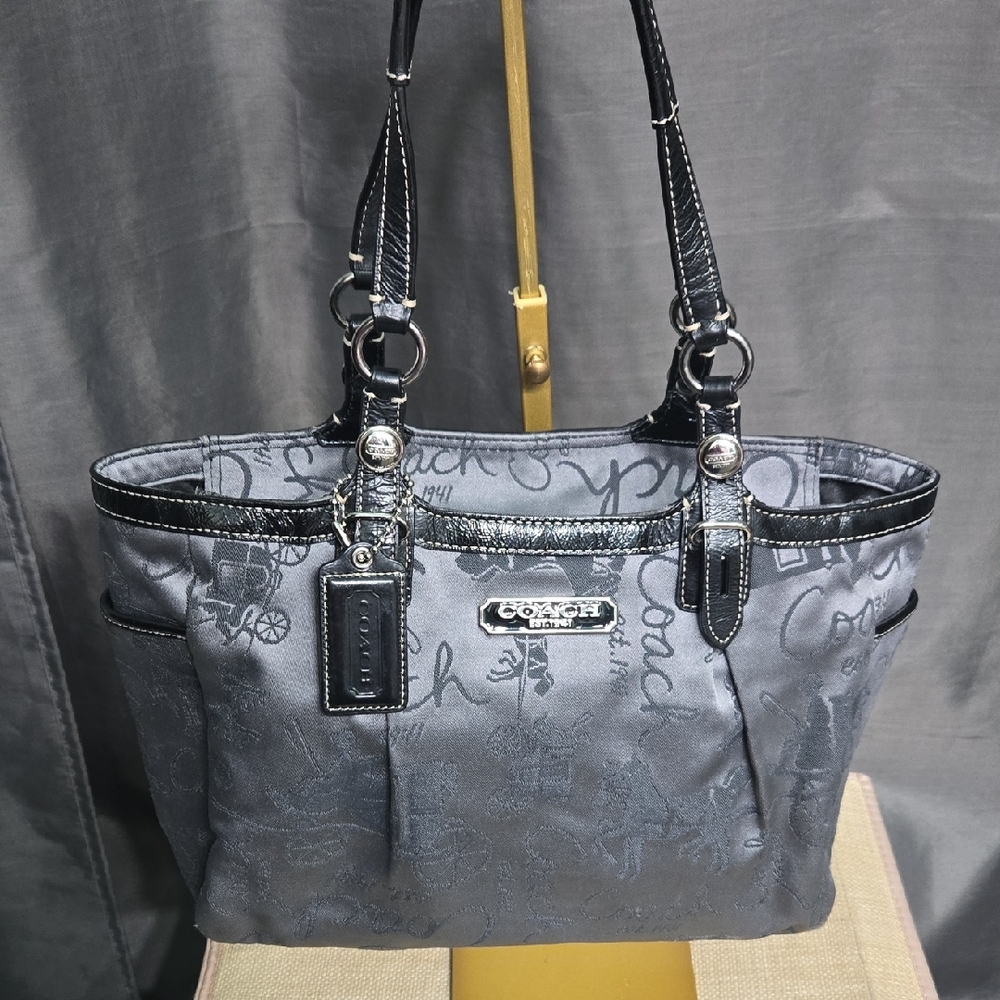 2010 Coach Gray and Black Signature Tote
